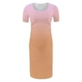 thumbnail image 5 of THDHVS Maternity Dress Summer,Woman' Fashion Print Pleated Maternity Skirt Short Sleeve Round Neck Mid Calf Dress Multicolor S, 5 of 6