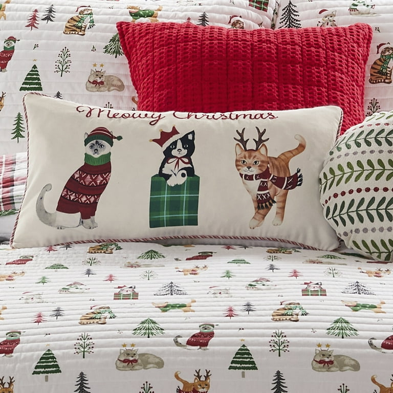 Levtex Home Meowy Christmas Decorative Pillow 12 x 24in