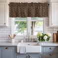 thumbnail image 2 of Dark Brown Rattan Farmhouse Short Window Curtain Valances, Vintage Abstract Wicker Texture Rod Pocket Kitchen Valances for Living Room Bedroom Bathroom Cafe 54" x 18", 2 of 8