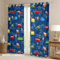 thumbnail image 2 of Manfei Cartoon School Bus Blackout Curtains Set of 2 (52x84 Each) for Kids, Vehicle Truck Window Curtains, Rustic Sunflower Curtains and Drapes, Window Curtains Decor, 2 of 6