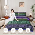 thumbnail image 3 of Homewish Bohemian Geometric Stripes Twin Comforter Sets,Retro Floral Bedding Set,Purple,Black Reversible,2pcs,1 Comforter and 1 Pillowcase, 3 of 7