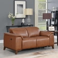 thumbnail image 3 of Bergamo Coach Brown Top Grain Leather Power Reclining Loveseat, 3 of 7