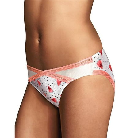 Maidenform 194164156984 Comfort Devotion Lace Back Tanga Panty, Melon Punch Print & Guava Pink - Size 6