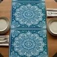 thumbnail image 5 of Teal Boho Floral 108 Inch Table Runner, Farmhouse Ethnic Tribal Abstract Art Farmhouse Dresser Scarf Cotton & Linen Tablerunner for Dining/Kitchen Island/Holiday Party Décor 13" x 108", 5 of 9