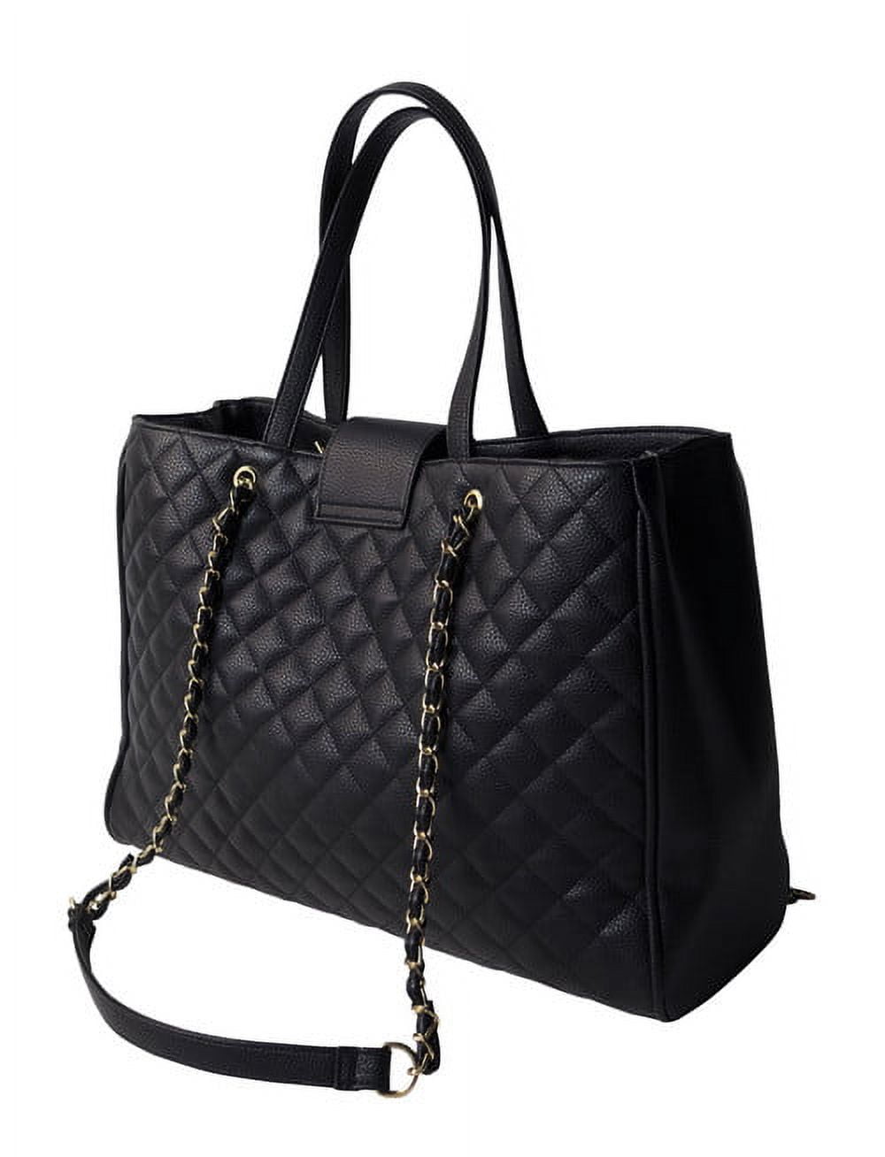 Bhumane Laptop Tote Shoulder Bags (up to 15.6 inch) Water Resistant Quilted Handbag Large Capacity with Padded Compartment Business Work Office Compatible with MacBook & Notebook (Black)