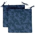 thumbnail image 1 of Vargottam Printed Indoor/Outdoor Chair Pads Non Slip Dining Chair CushionSquareShapedDining Chair Pad With String Ties Machine Washable & Home Decor Cushion- Set Of 2-Navy Blue, 1 of 8