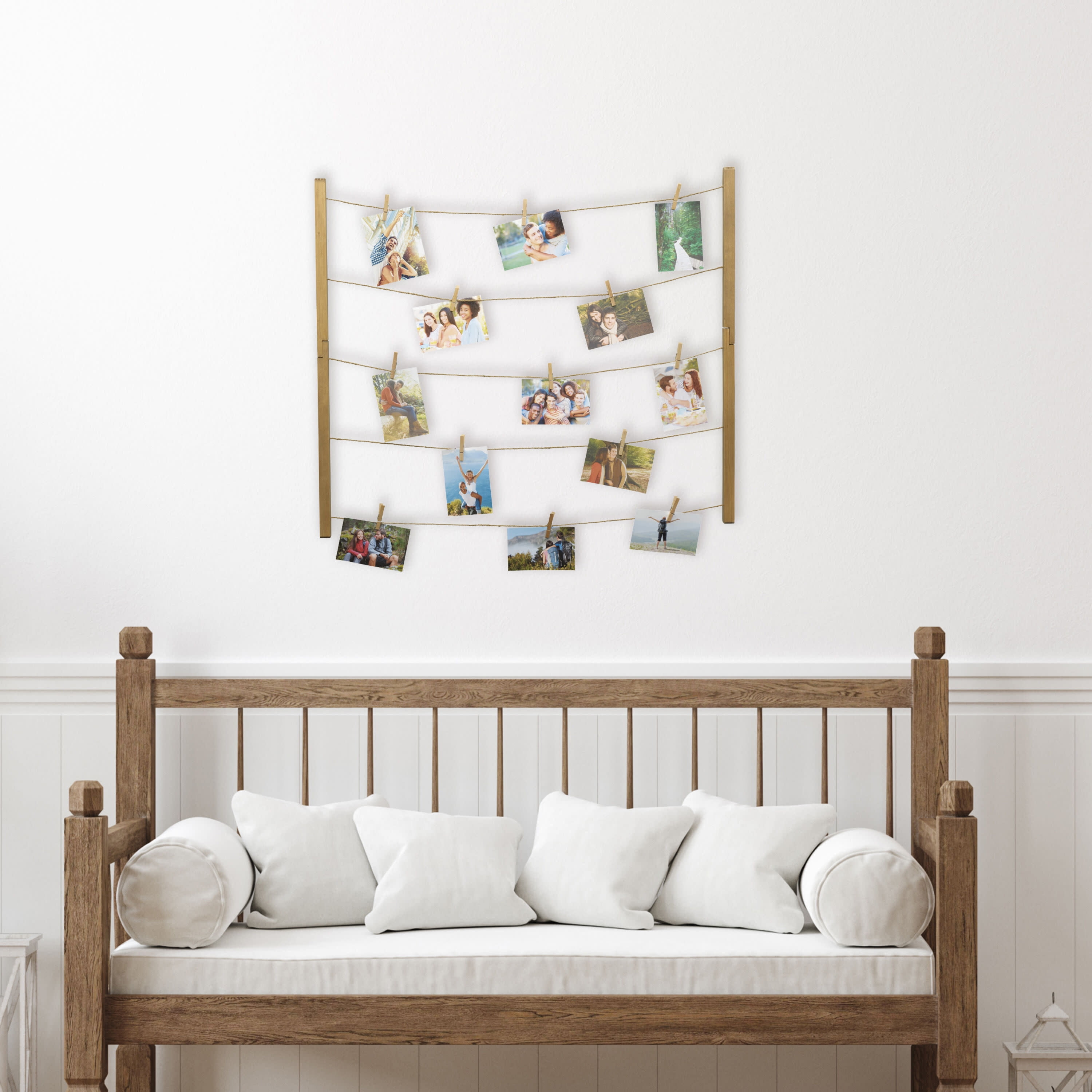 Melannco 31-inch by 26-inch MDF 30 Clip String Collage in Natural