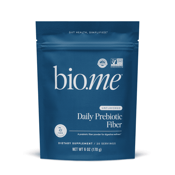 Bio.me Daily Prebiotic Fiber Supplement for Digestive Health, Unflavored – 20 Servings of Fiber Powder