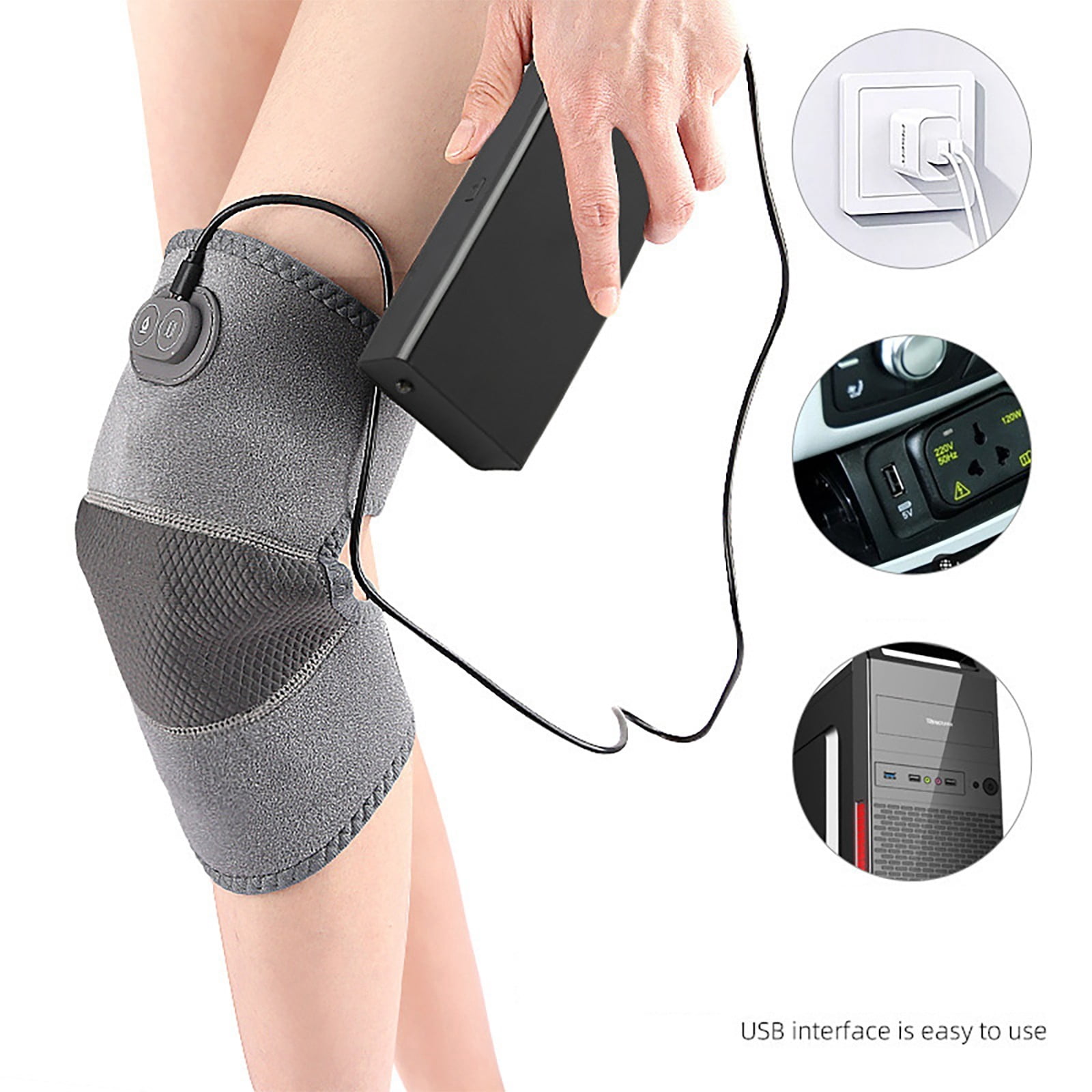 USB Charging Heated Knee Pads with Vibratory Massage and Thermal for Comfort and Recovery