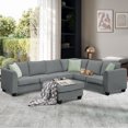 thumbnail image 5 of Harper & Bright Designs Modular Sectional Sofa with Ottoman Couch L Shape Corner Sofa Sets 7 Seats Fabric Couch for Living Room, Grey, 112 * 87 inch, 5 of 18