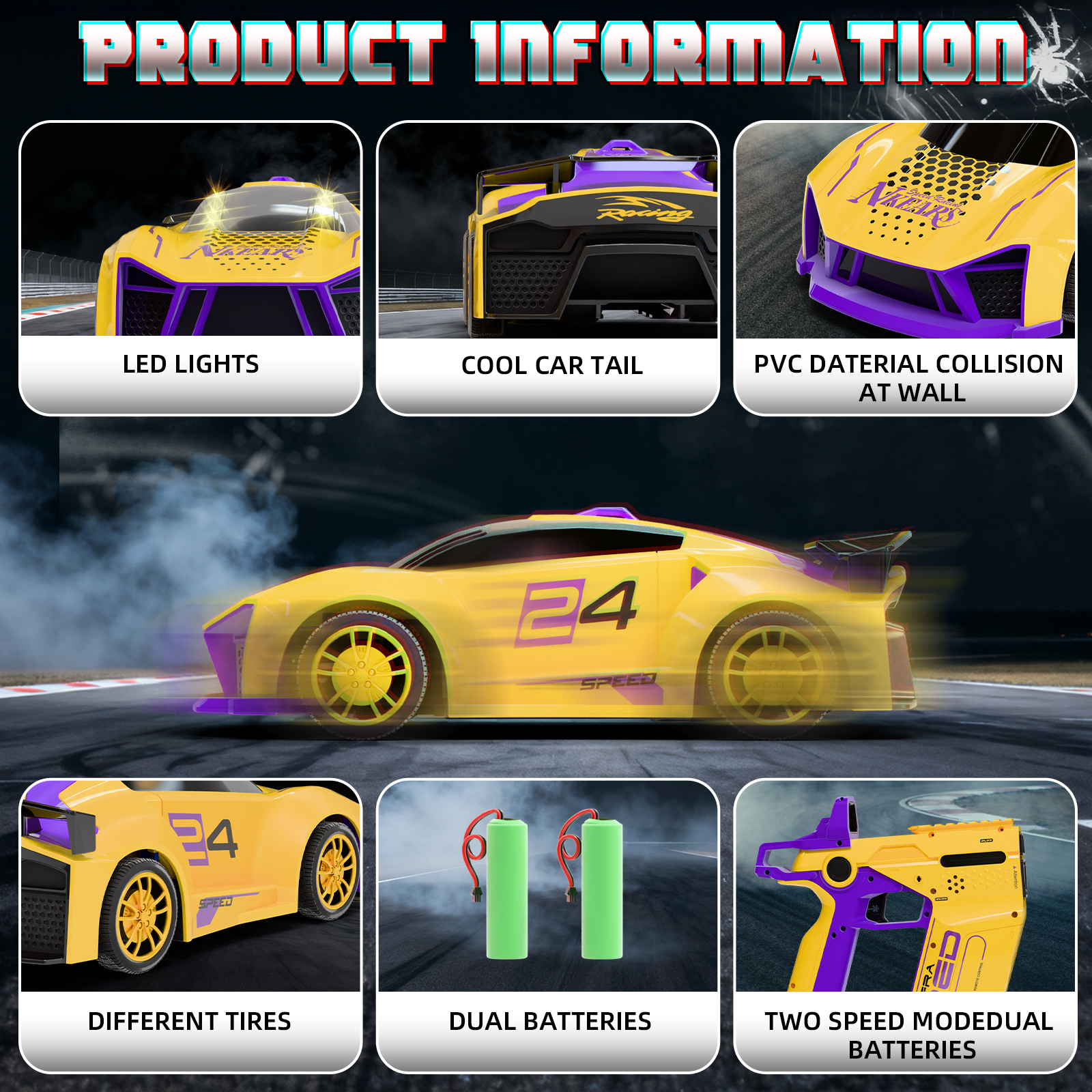 HNZENBW Remote Control Car for Kids Adults,2.4Ghz RC Drift Car,with Dual Remote Controls,Supports Multiplayer Competition Interactive Family & ChildrenToy Set for 3+
