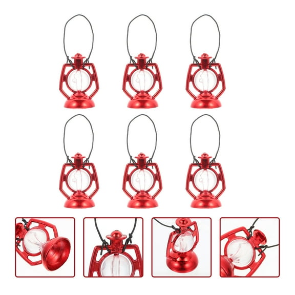 KALLORY 6Pcs Red Plastic Miniature Kerosene Lamp Miniature Lamp Adorn for Craft Enthusiasts
