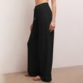 thumbnail image 4 of Diufon Cotton Linen Wide Leg Pants for Women Elastic Drawstring Lounge Pants with Pockets Solid Color Pants, 4 of 7