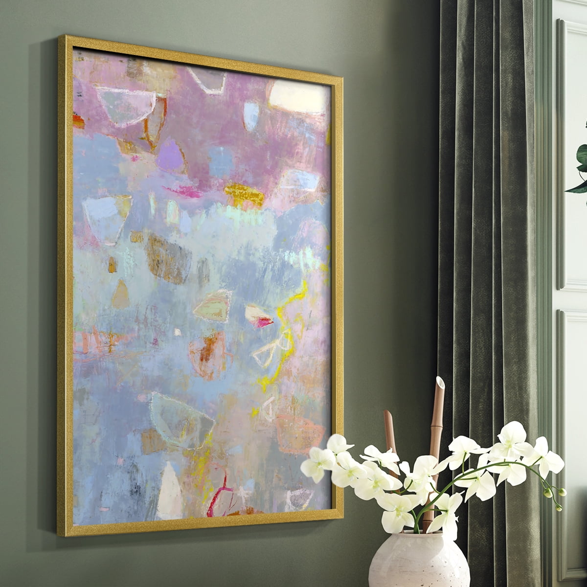Whilst II Framed Print in Gold Solid Wood 22 x 28 Framed Print