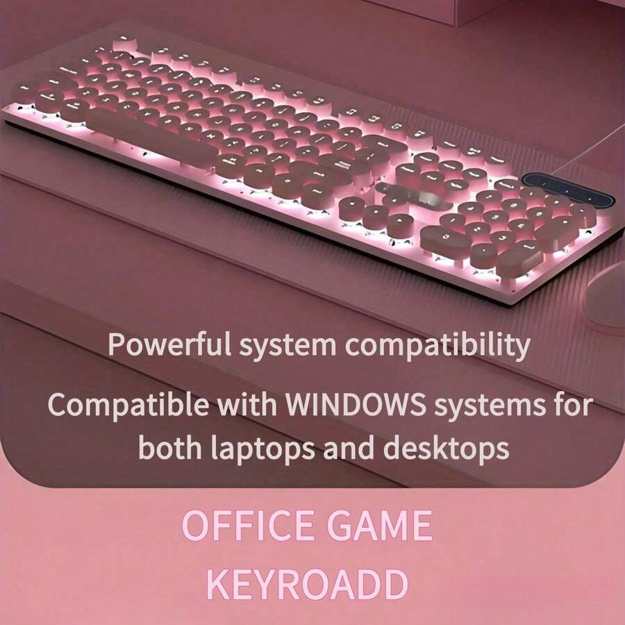 Aesthetic Pink LED Backlit Keyboard Mouse Combo, Ergonomic Tilt Angle ...