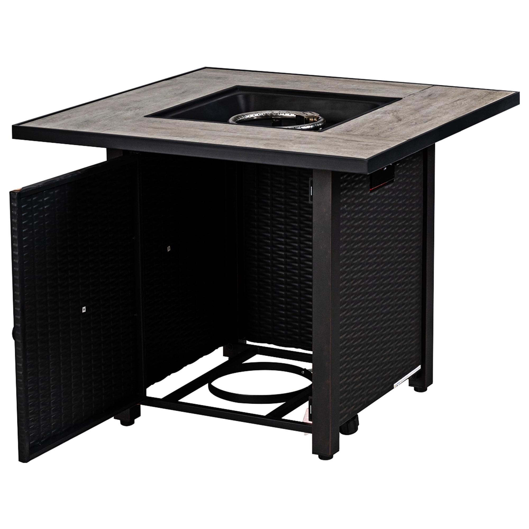 Gymax 30'' Gas Fire Table 50,000 BTU Square Propane Fire Pit Table Patio Yard