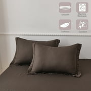 Jessy Home Bed Sheets Set 4 Piece Queen/Full Sheet Set Brown Gray Cotton Blend Fitted Sheet, Flat Sheet & 2 Pillowcases Bedding Set