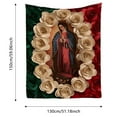 thumbnail image 3 of uhnmki Couverture Rose Vierge Marie Couverture Décorative avec Motifs de Roses Complexes Microfibre Polyester Flanelle Douce pour la Peau Durable Canapé Lit Camping Voyage Couverture, 3 of 8