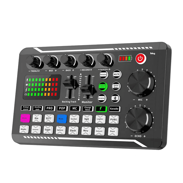 Mezcladora Interfaz De Audio Para Tarjeta De Sonido En Vivo Belug, Negro