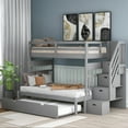 Stairway Full Wood Storage Bunk Bed Frame, Twin Over Twin/Full with 4 ...
