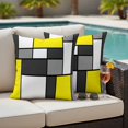 thumbnail image 4 of Outdoor Pillow Covers Pack of 2, Yellow Gray White Color Block Waterproof Throw Pillowcase Cushion Cases, Modern Geometric Square Decorative Pillow Cover for Couch Sofa Home Bed Patio, 4 of 9