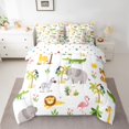 thumbnail image 2 of Castle Fairy Child Kids Teens Kawaii Elephant Zebra Lion Bedding Comforter Set 7 Pieces,Jungle Animal Giraffe Flamingo Full Bedding Set Lightweight,Wildlife Tiger Crocodile Fitted Sheet Flat Sheet, 2 of 8