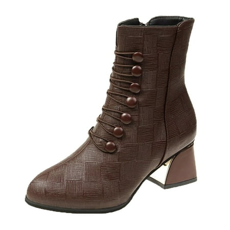 

HGWXX7 Boots Breathable Heels High Fashion Short Shoes Zipper Women s Retro Women s Boots Fall Shoes