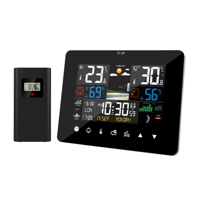 Mistaha Wireless Weather Station FJ3362G with Color Screen Display - Indoor Outdoor Thermometer, Humidity Monitor, Weather Forecast Tool - ABS Material - Large Colorful Screen - Date Time Pressure
