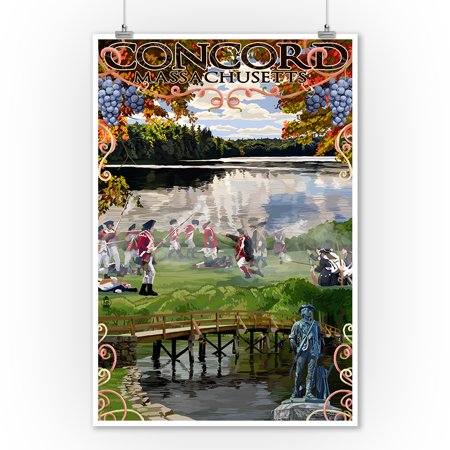 Concord, Massachusetts Views - Lantern Press Poster (9x12 Art Print, Wall Decor Travel Poster)