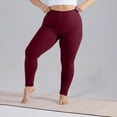 thumbnail image 2 of Women's Leggings Plus Size 7/8 Length Compression Loose High Waist Yoga Pants Butt Lifting Tummy Control Swim Leggings Wine 4XL, 2 of 5