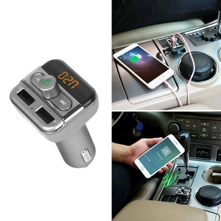 GPCT Bluetooth/Wireless Hands-Free Calling MP3 FM Radio Car Transmitter Charger Adapter. 2 USB Ports/Micro SD Card Slot, Over Heat/Charge