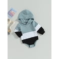 thumbnail image 4 of Elippeo Baby Long Sleeve Jumpsuit 6M 12M 18M 24M 3Y Contrast Color Toddler Ribbed Hooded Rompers for Newborn Infant Cute Clothes, 4 of 9