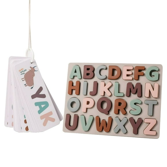 YOPTOP Silicone Alphabet Puzzle Montessori Letter Toy Board For Kids Preschool Educational Learning Alphabet Toys,bistrebrown