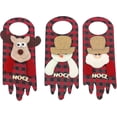 thumbnail image 1 of Juego de 6 colgantes para manijas de puerta: Papá Noel, muñeco de nieve y reno (rojo y negro), 1 of 5