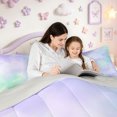 thumbnail image 5 of meiyoeat Purple Green Watercolor Cloud 7-Piece Twin Bedding,Soft Ombre Print Bedding Comforter Set For Girls,Light Gray Reversible, 5 of 7