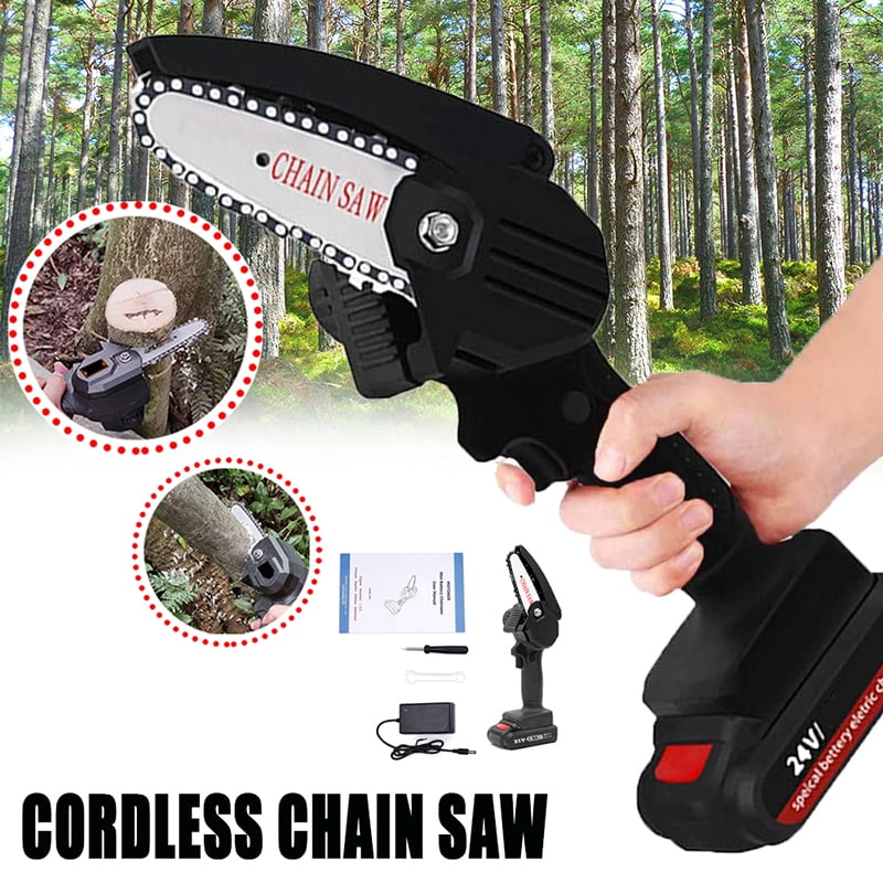 TZUTOGETHER Mini Chainsaw Lightweight 24V Rechargeable Lithium Battery Electric Chainsaw Cordless Pruning Shears Chainsaw with Brushless Motor for Wood Cutting Fruit Tree Pruning and Logging