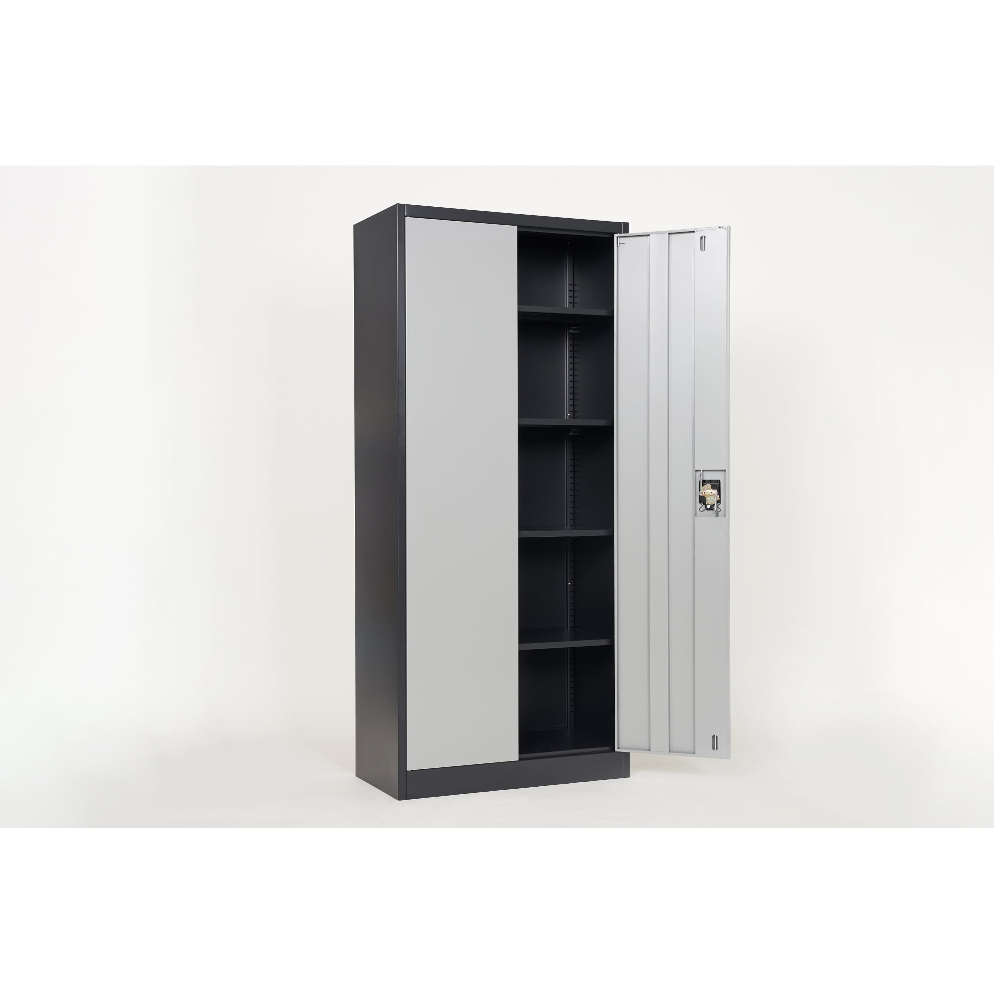Metal Storage with 2 Doors and 4 Shelves, Lockable Steel