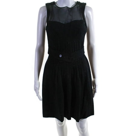

Cynthia Steffe Womens Black Wool Mesh Trim Belted Fit & Flare Dress Size 0