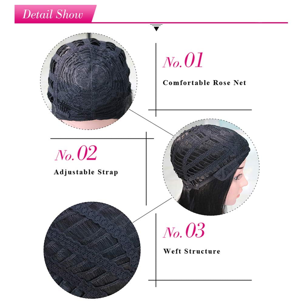 BERON Dark Green Short Wigs Curly Wavy Women Wig with Side Part Bangs Synthetic Hair Wigs
