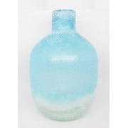 Angle View: Lazy Susan Short Beach Worn Glass Vessel, Crackle Finish, Teal, 9.5"d x 14"h