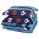 thumbnail image 1 of Juego de cama en miniatura para niños y adolescentes de 6 piezas en una bolsa: edredón deportivo de microfibra suave multicolor con diseño de baloncesto, fútbol y sábana ajustable, tamaño doble, 1 of 5