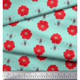 thumbnail image 2 of Soimoi Tissu Satin Modal Tissu Imprimé Floral et Abeilles Insectes 1 Yard 42 Pouces de Large, 2 of 3