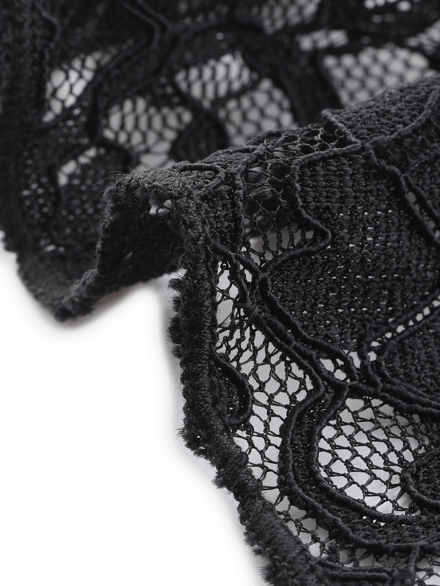DARING DIVA Women's Plus Cardigan Open Front  Sheer Lace Crochet Cover Up 3X Black
