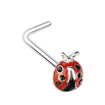 Body Accentz Nose Ring L Bend Stud Lady Bug top 316L Surgical Steel