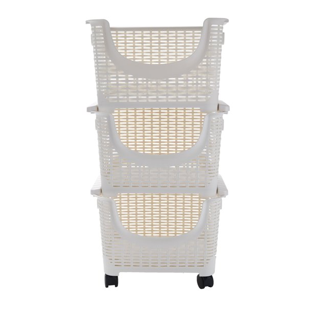 Mind Reader 3Tier Stackable Storage Containers, Rolling Plastic