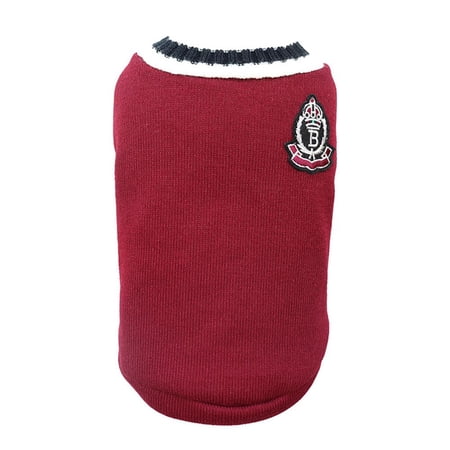 Dog Accessories Teddy Hiromi Keep Warm Dog s Clothes Knitting Vest Pet Vest WINE RED S