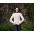 thumbnail image 4 of SAOL Irish Aran Fisherman Tunic Fitted Sweater Wool Blend Women's Crew Neck Cable Knit Pullover, 4 of 8