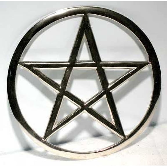 Large Pentagram Altar Tile Silver Toned Metal 6" inch