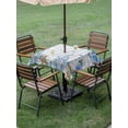 thumbnail image 3 of Outdoor Tablecloth with Umbrella Hole and Zipper, Easter Square Table Cloth 60x60 Inch Waterproof Tablecloth, Spring Blue Gnomes Rabbit Eggs Floral Buffalo Plaid Picnic Table Cover for Patio Camping, 3 of 7