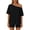 Black, variant on Women's 2 Piece Outfits Off Shoulder Oversized Top and Shorts Set Solid Color Summer Loungewear for Beach Vacation